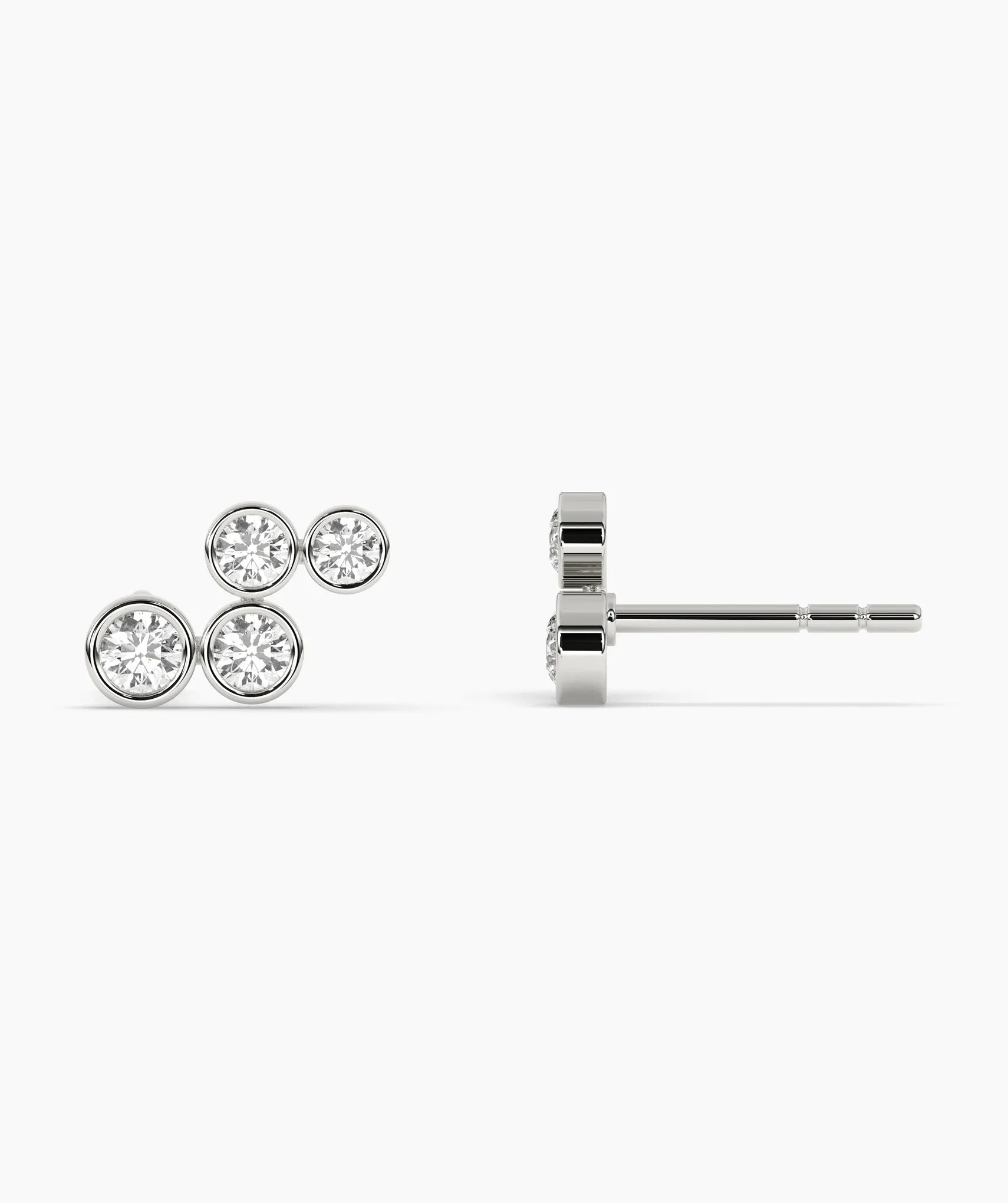 Gold Bezel Diamond Cluster Earrings
