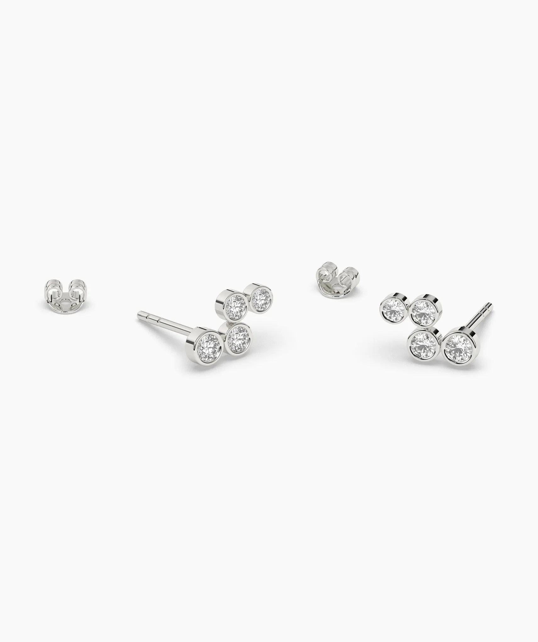 Gold Bezel Diamond Cluster Earrings