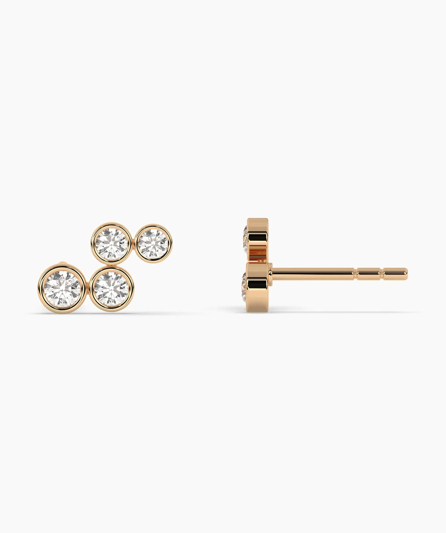 Gold Bezel Diamond Cluster Earrings