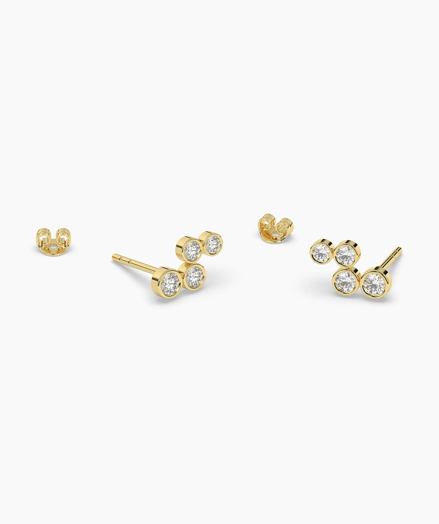 Gold Bezel Diamond Cluster Earrings