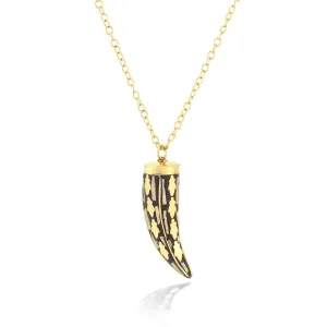 GOLD-BLACK HORN PENDANT NECKLACE  #KBI-NL-A2747GI