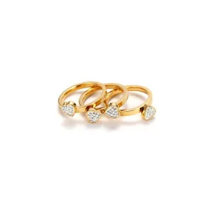 Gold Clover CZ Stacking Rings - Set of 3 for Women