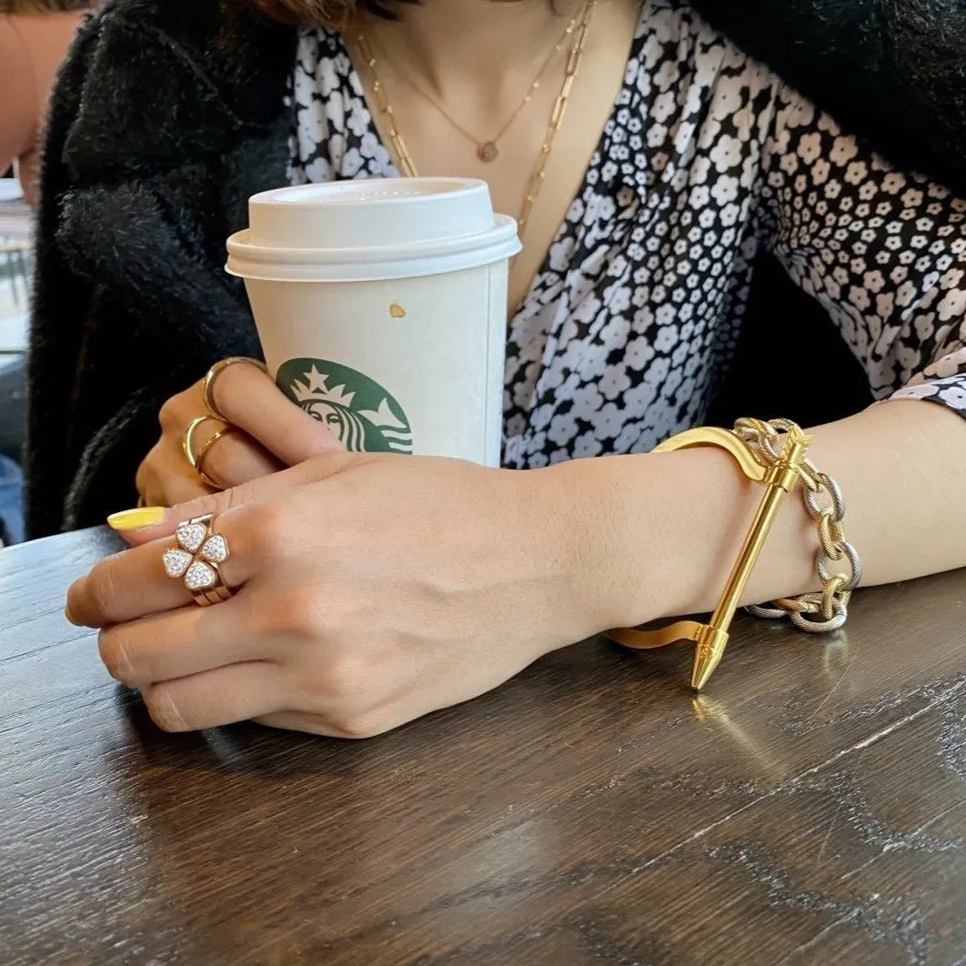Gold Clover CZ Stacking Rings - Set of 3 for Women