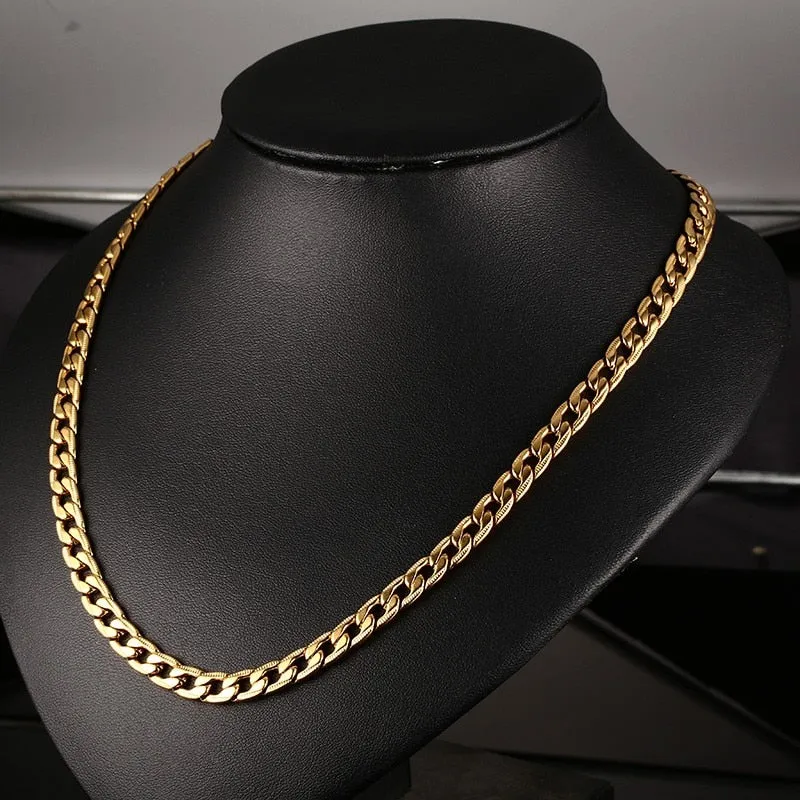 Gold Color Long Stainless Steel Necklace