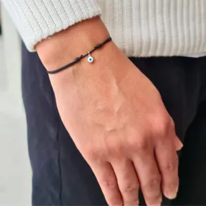 Gold Evil Eye Cord Bracelet - Customizable Protection Jewelry