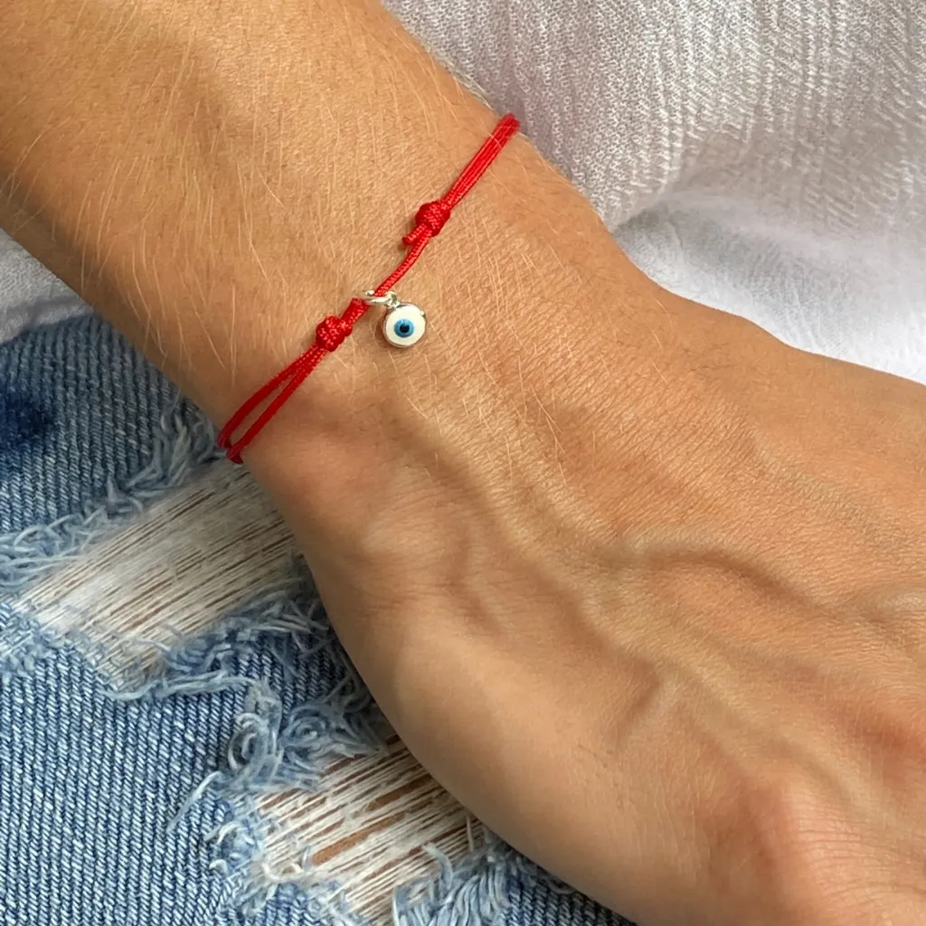 Gold Evil Eye Cord Bracelet - Customizable Protection Jewelry