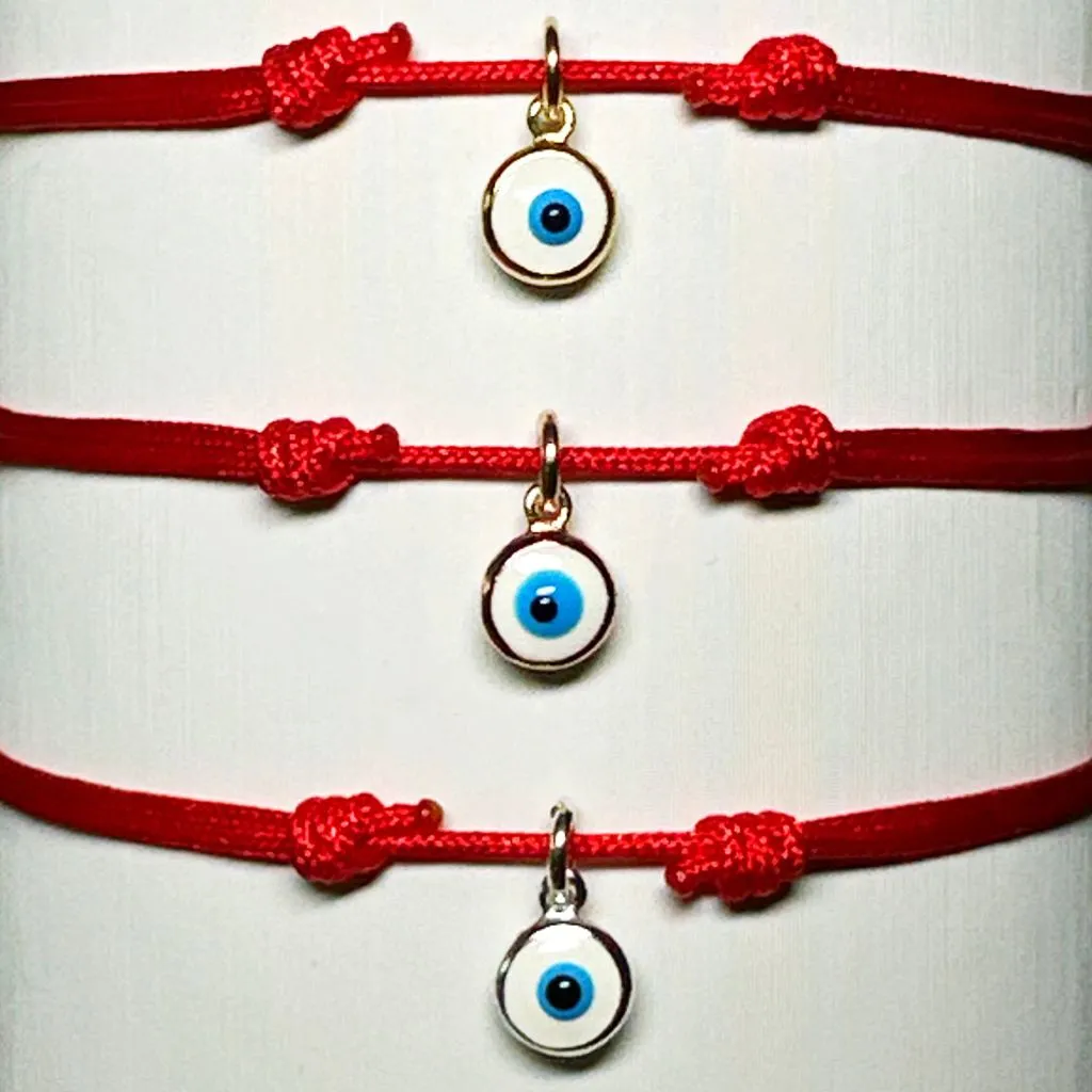 Gold Evil Eye Cord Bracelet - Customizable Protection Jewelry