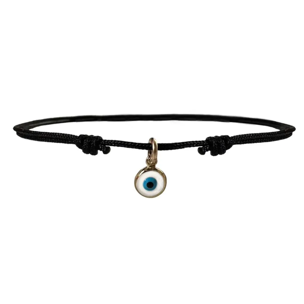 Gold Evil Eye Cord Bracelet - Customizable Protection Jewelry