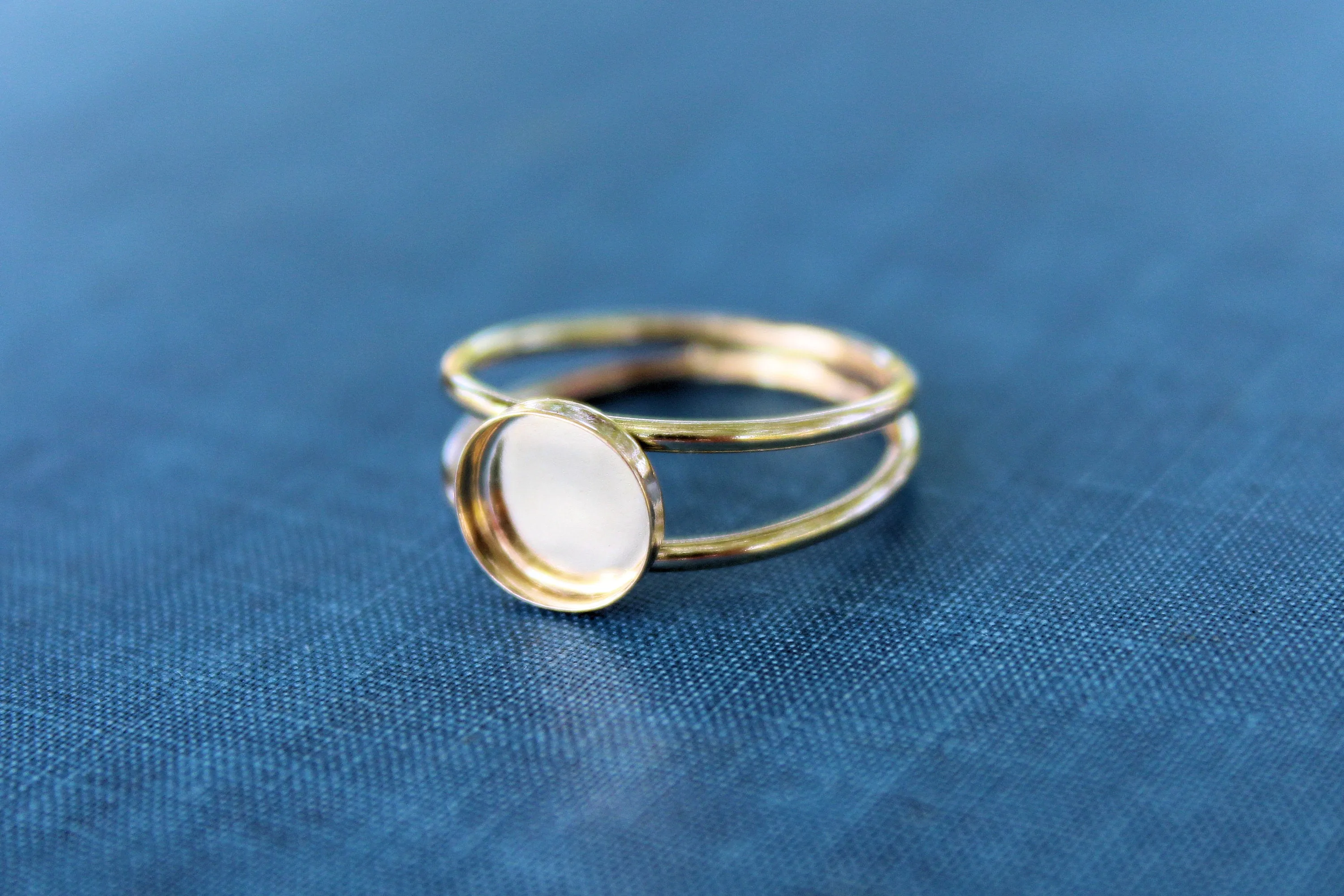 Gold Filled 12mm Bezel Double Band Ring blank