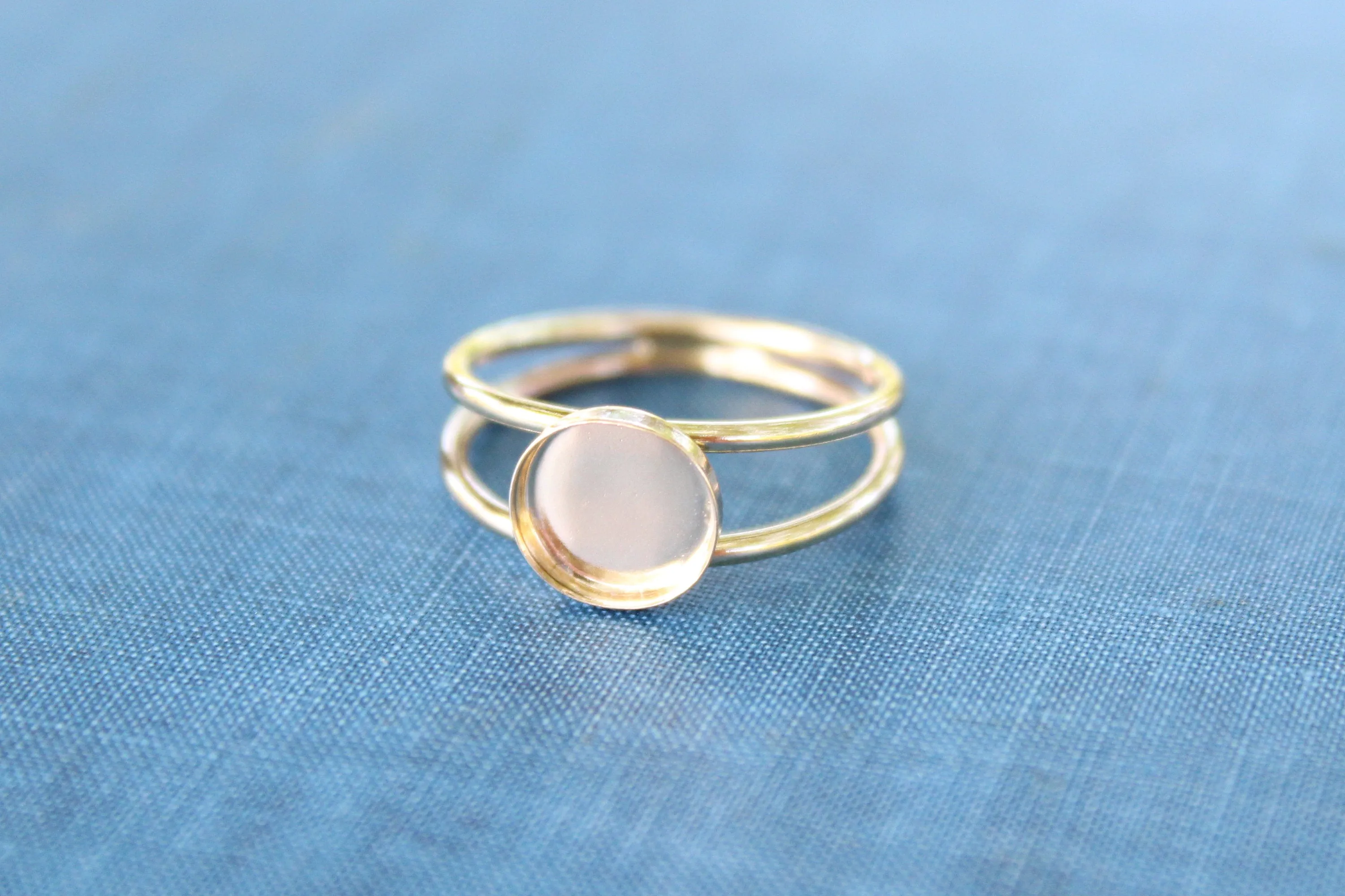 Gold Filled 12mm Bezel Double Band Ring blank