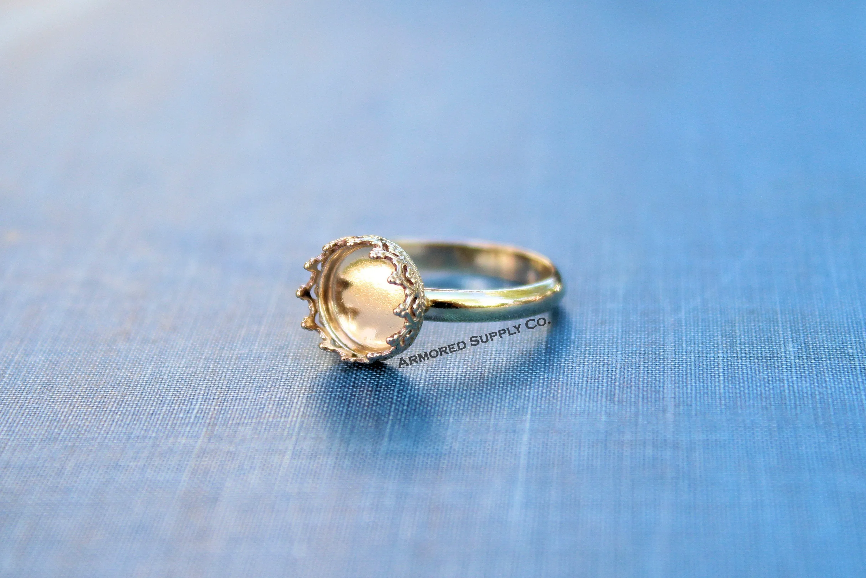 Gold Filled 12mm Crown Bezel Cup Comfort Ring Band blank