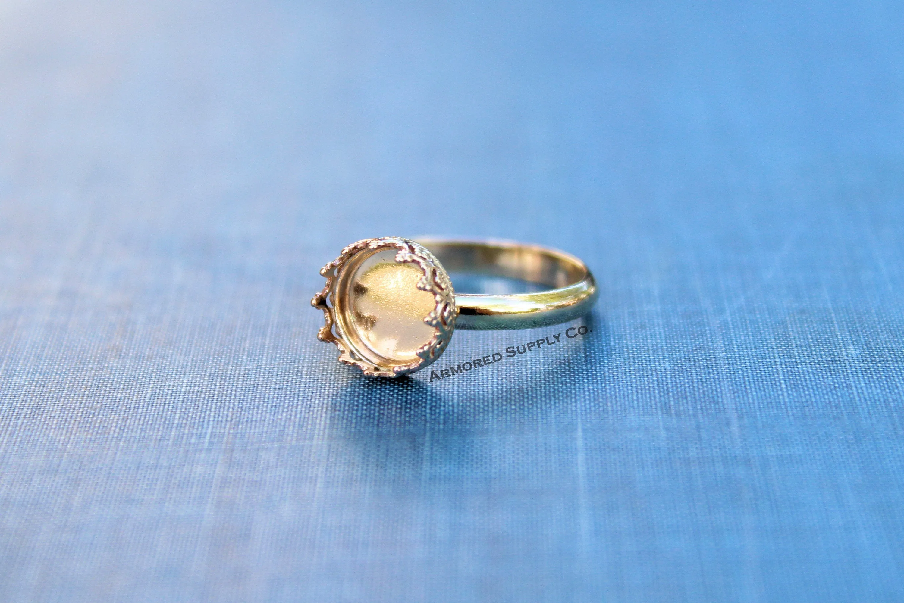 Gold Filled 12mm Crown Bezel Cup Comfort Ring Band blank