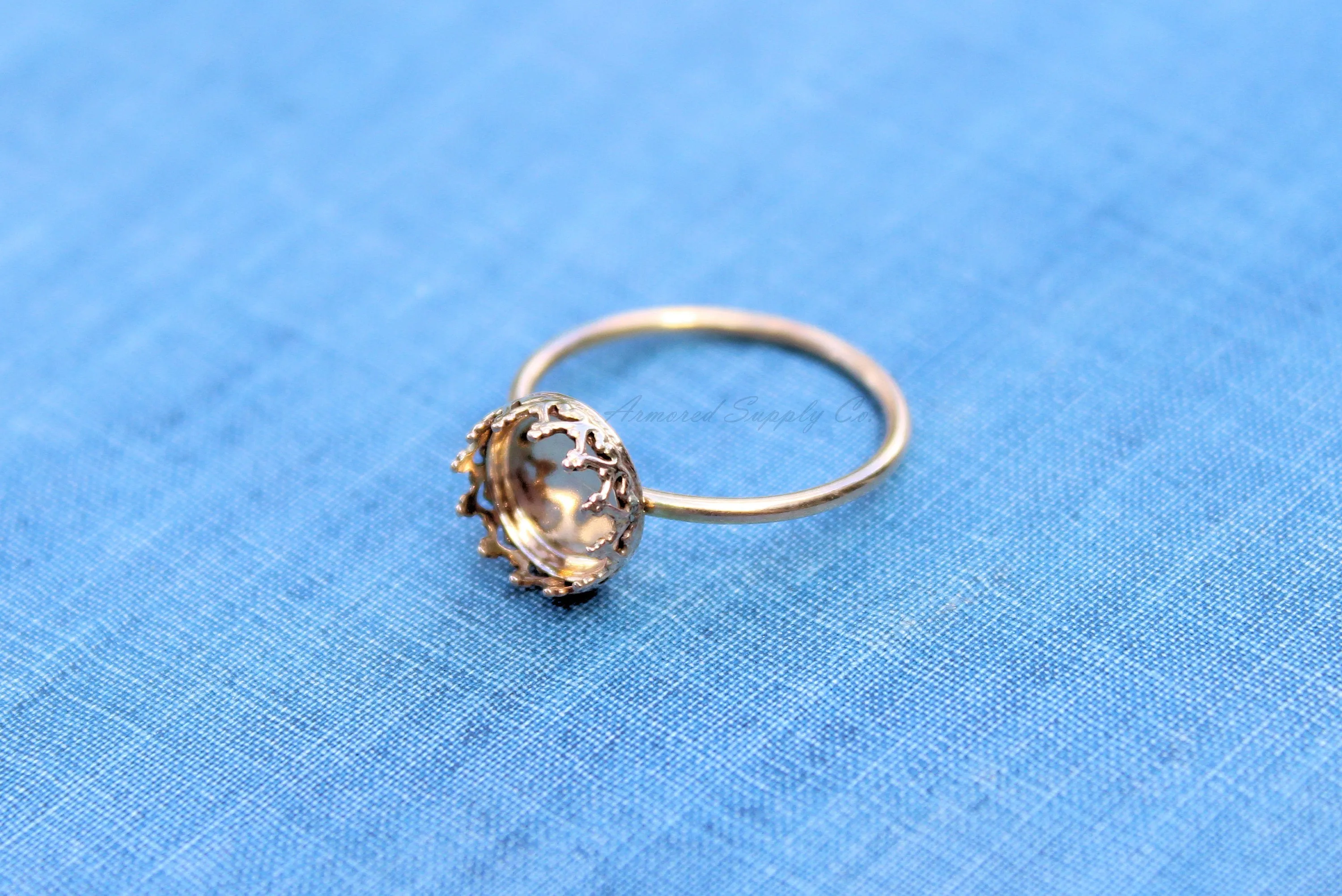Gold Filled 12mm Crown Bezel Cup Ring blank