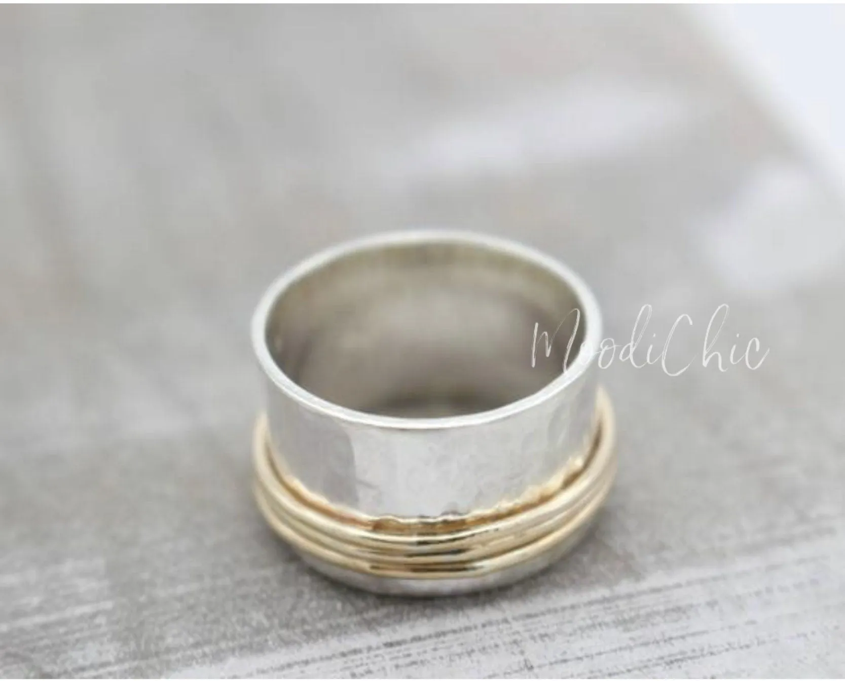 Gold filled sterling silver spinner ring