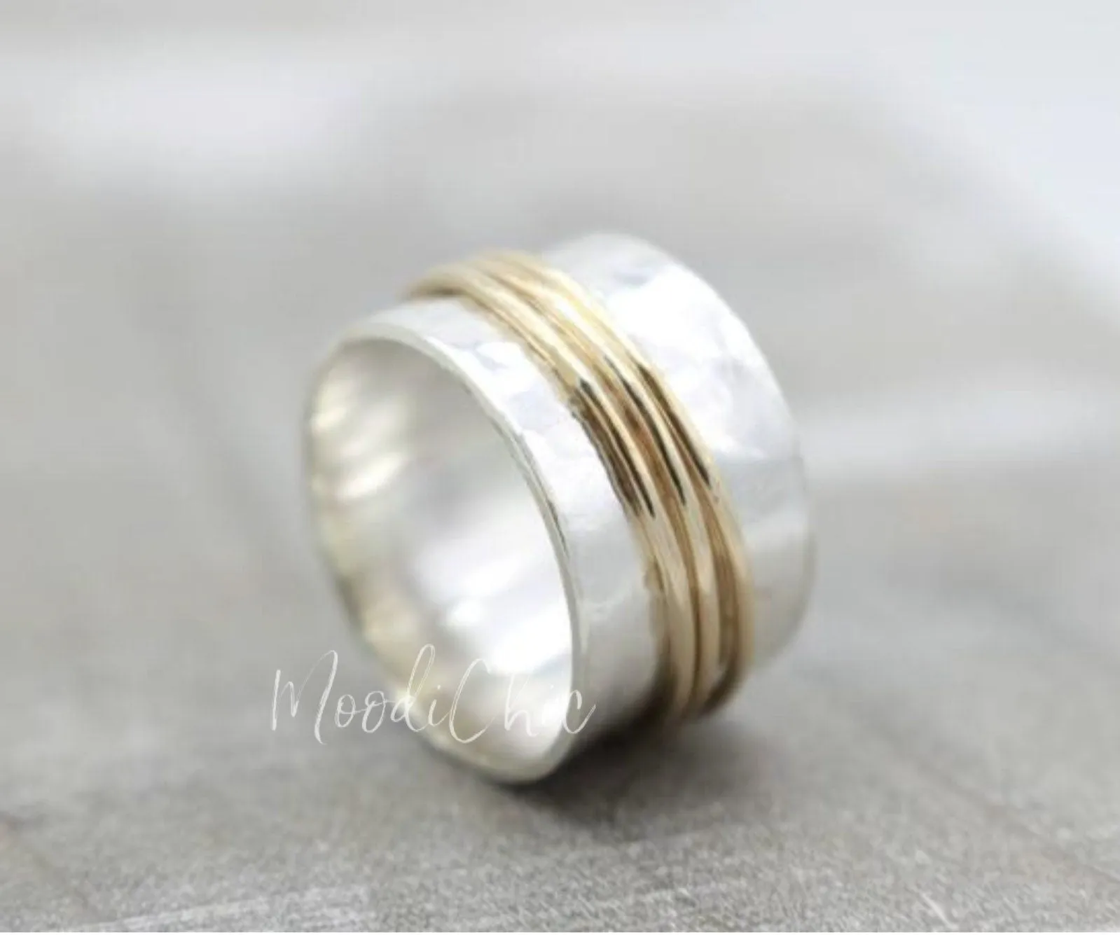 Gold filled sterling silver spinner ring