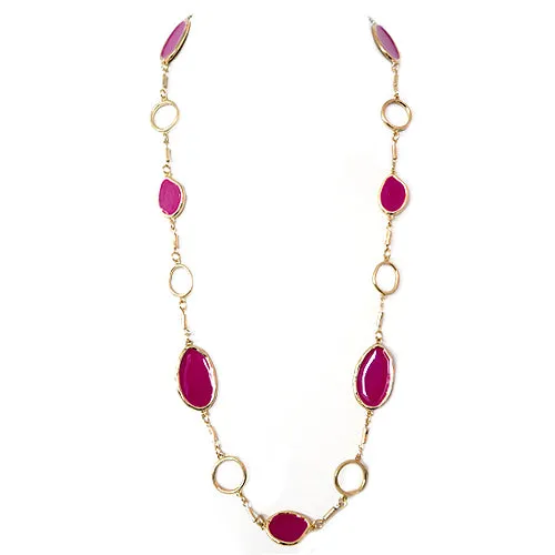 GOLD FUCHSIA NECKLACE  #SC31699_GLD-FUSHIA (ID20)
