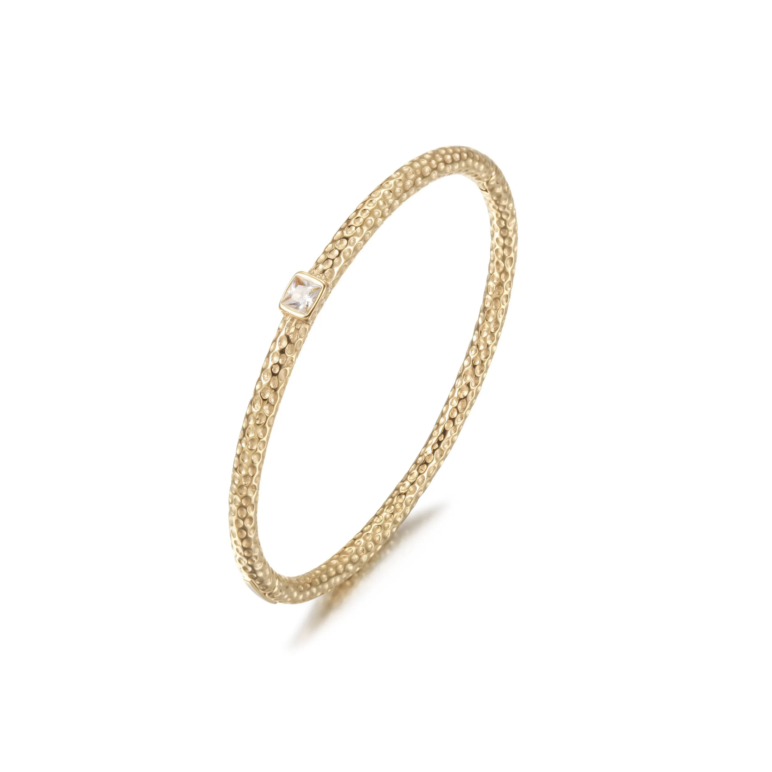 Gold Hammered Stacking Bangle Bracelet - Non-Toxic & Hypoallergenic