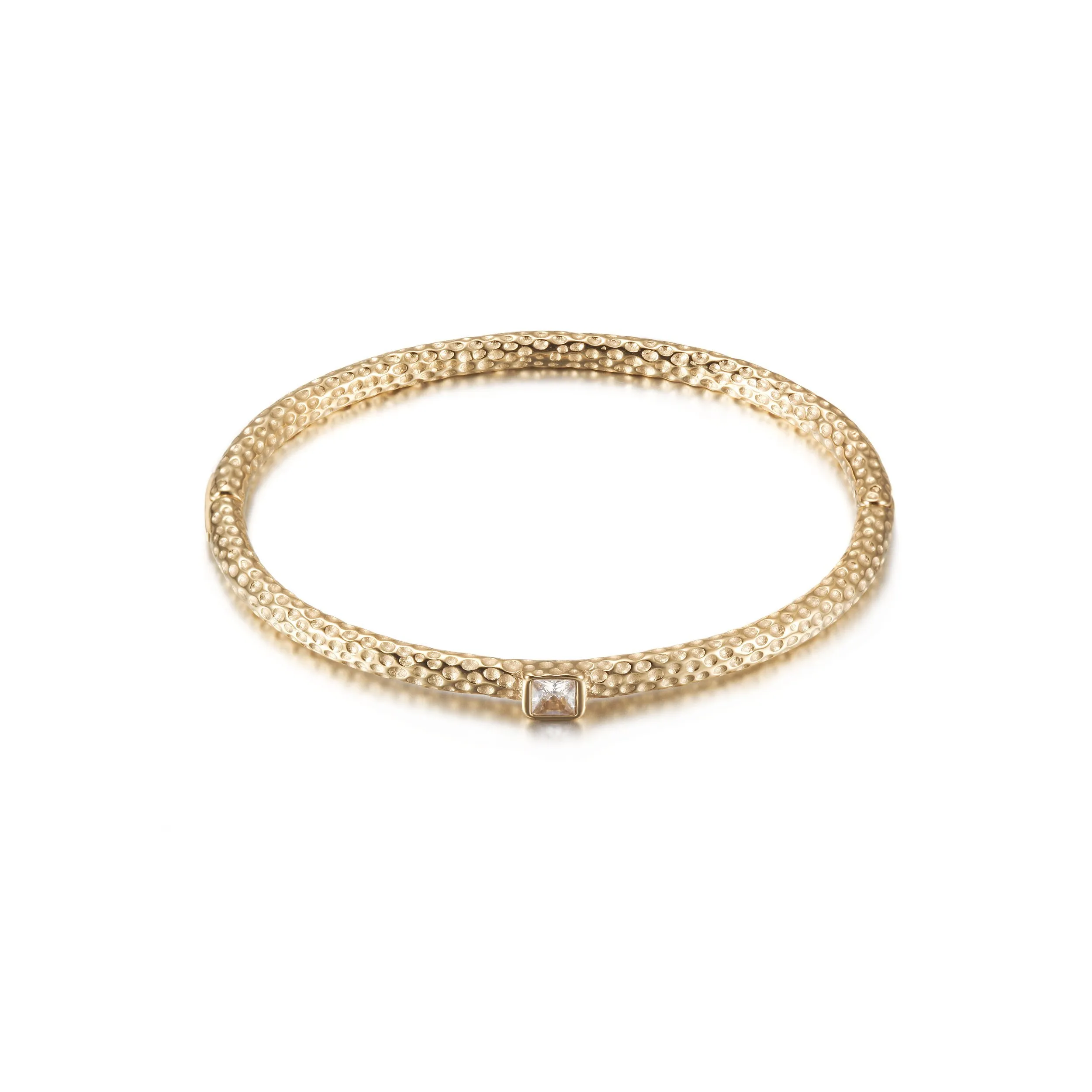 Gold Hammered Stacking Bangle Bracelet - Non-Toxic & Hypoallergenic