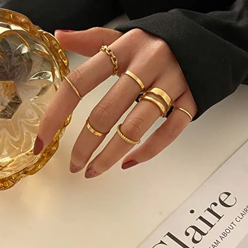 Gold Knuckle Rings Set for Women
