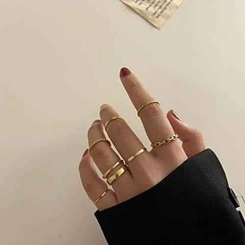Gold Knuckle Rings Set for Women