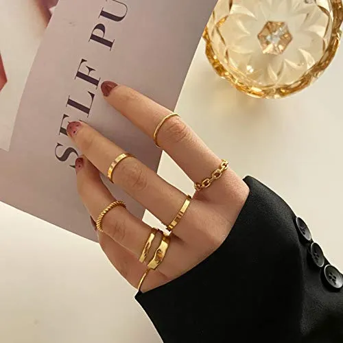 Gold Knuckle Rings Set for Women