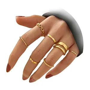 Gold Knuckle Rings Set for Women