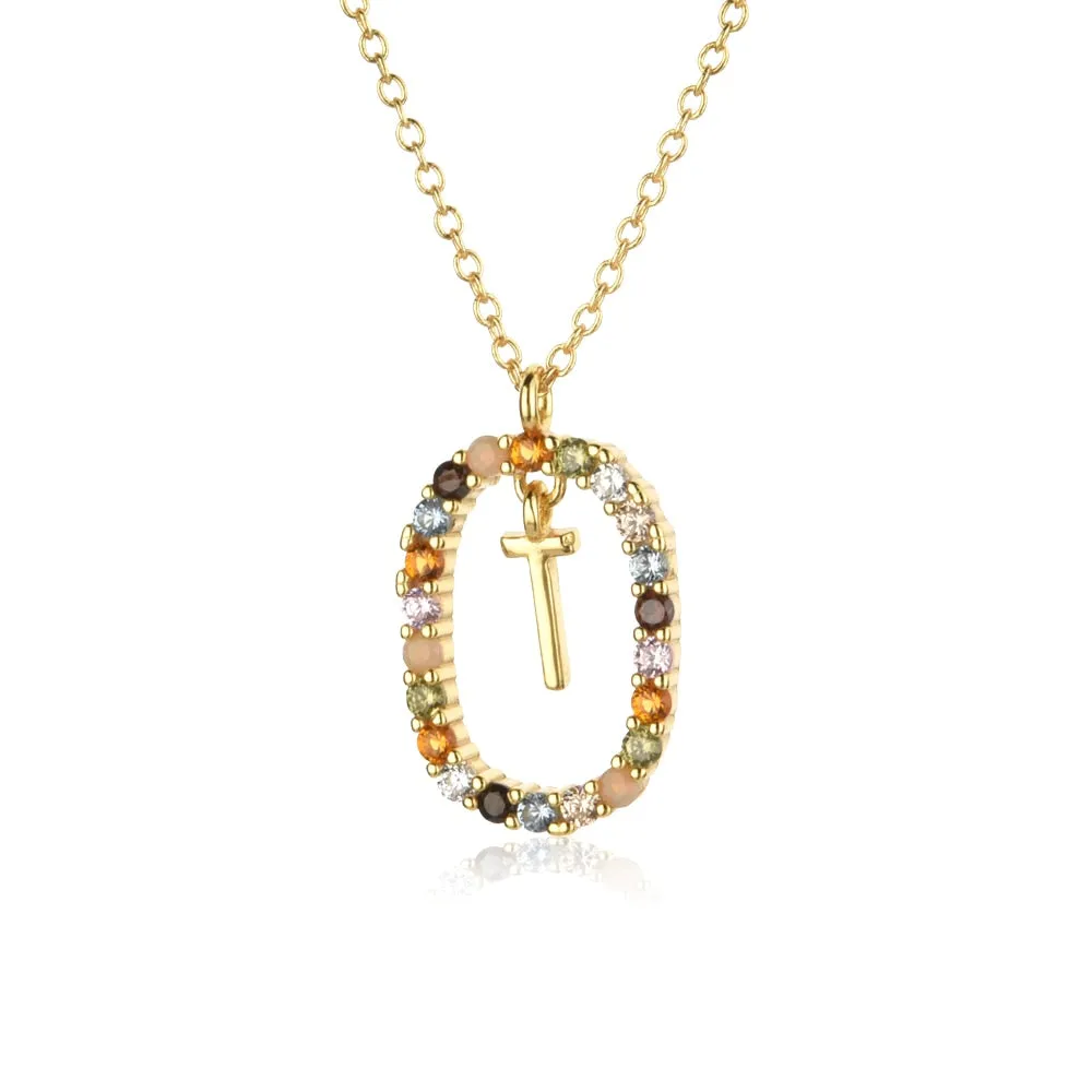 Gold Letter Initial Necklace with Adjustable Chain
