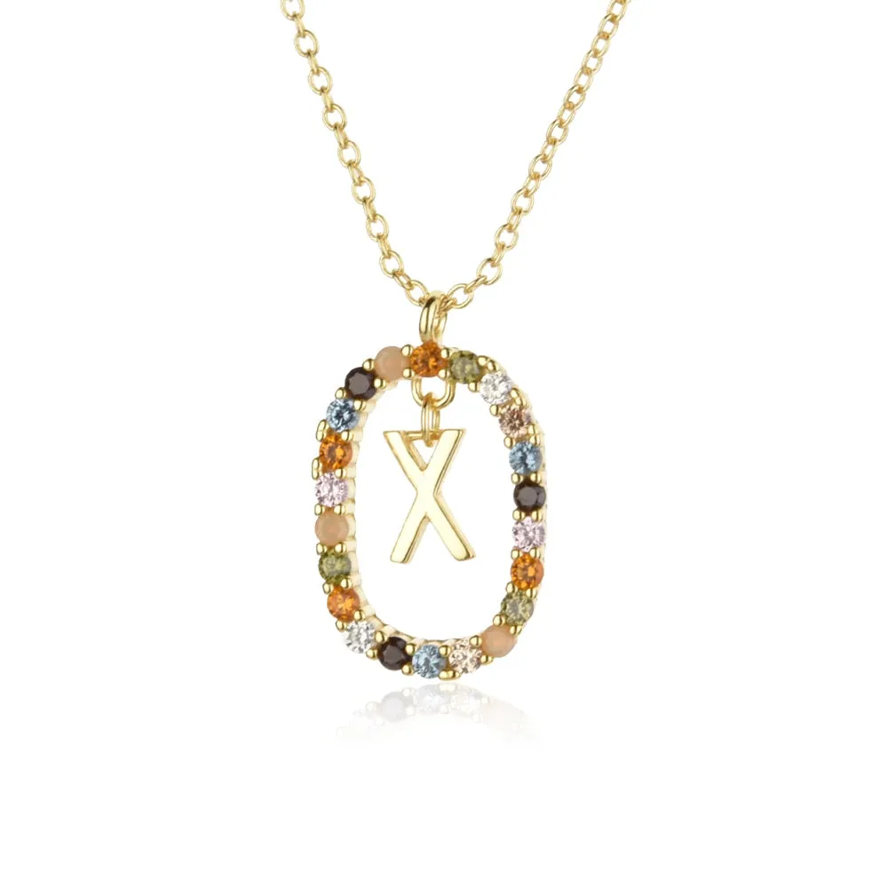 Gold Letter Initial Necklace with Adjustable Chain