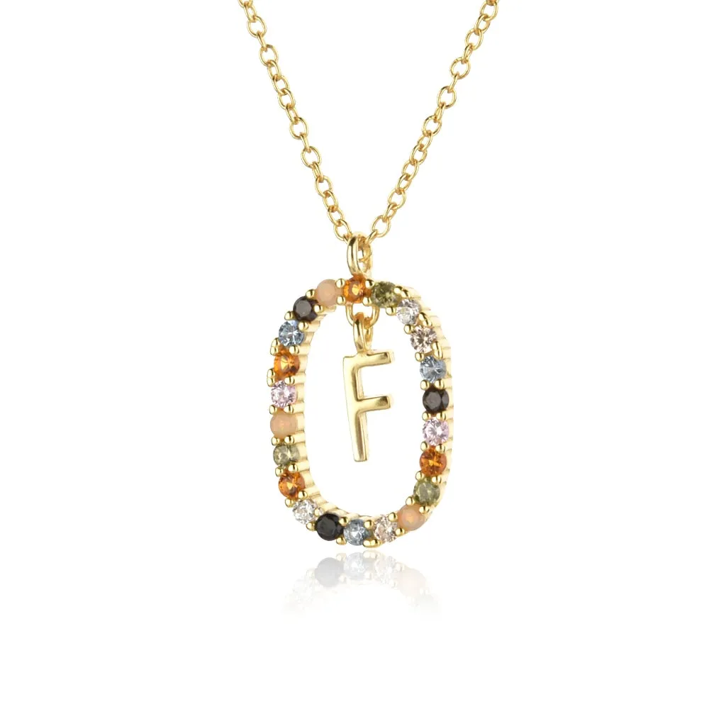 Gold Letter Initial Necklace with Adjustable Chain