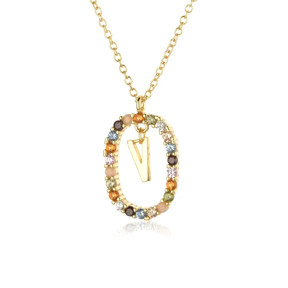 Gold Letter Initial Necklace with Adjustable Chain