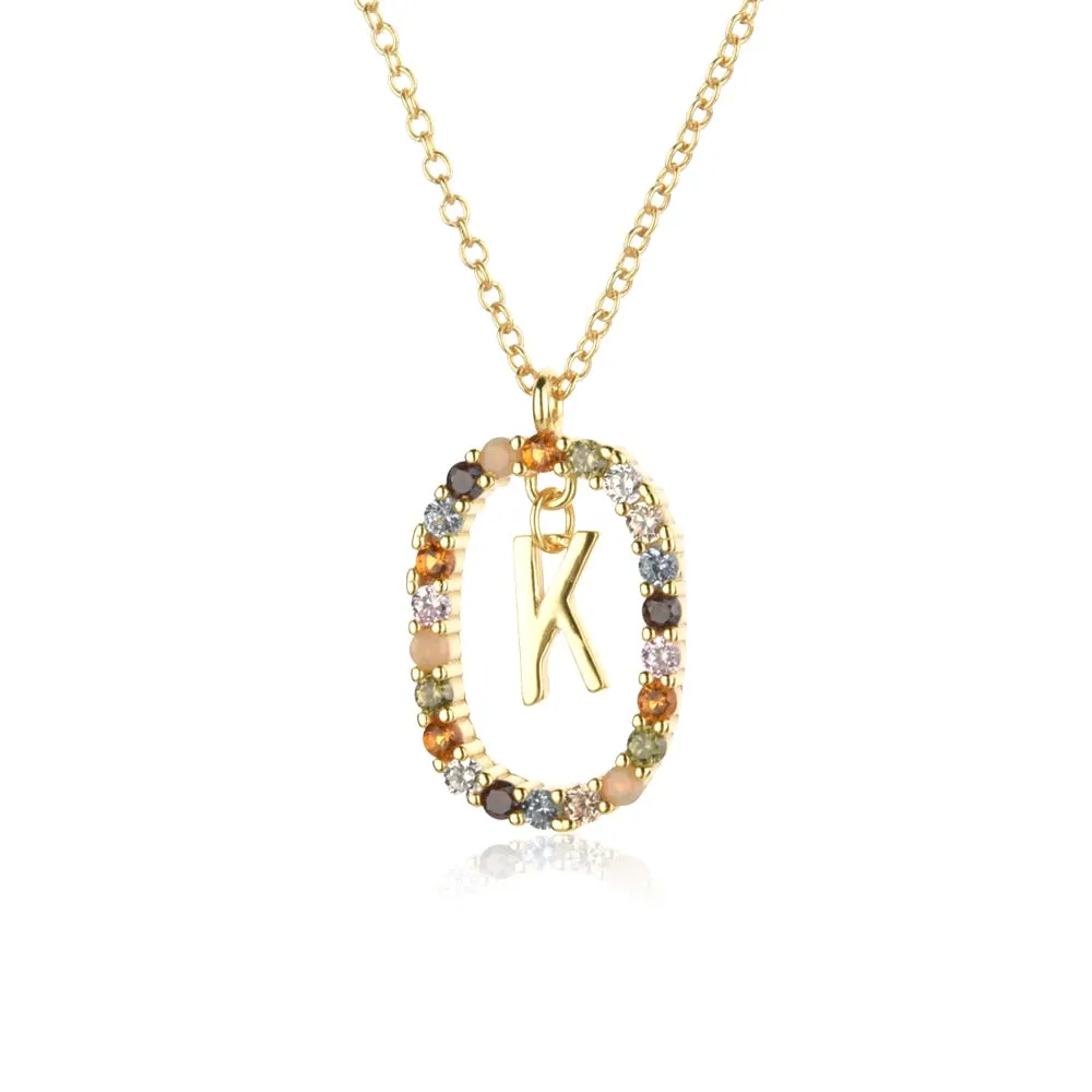 Gold Letter Initial Necklace with Adjustable Chain
