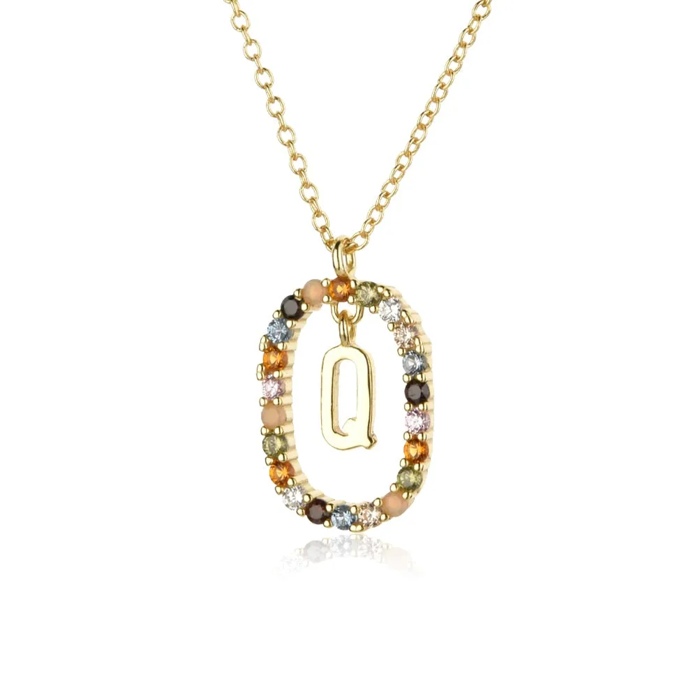 Gold Letter Initial Necklace with Adjustable Chain