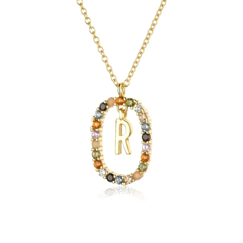 Gold Letter Initial Necklace with Adjustable Chain
