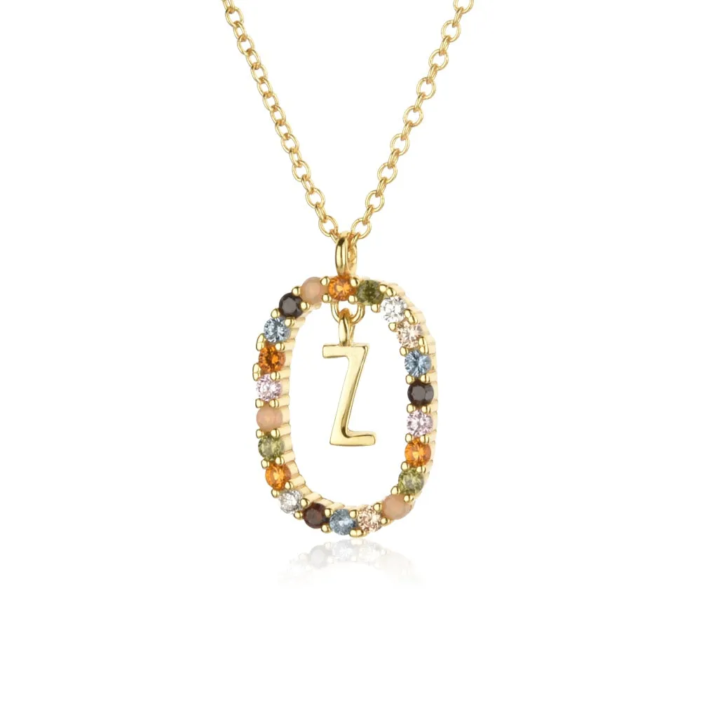 Gold Letter Initial Necklace with Adjustable Chain