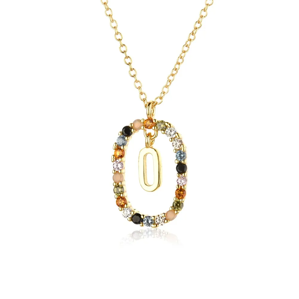Gold Letter Initial Necklace with Adjustable Chain