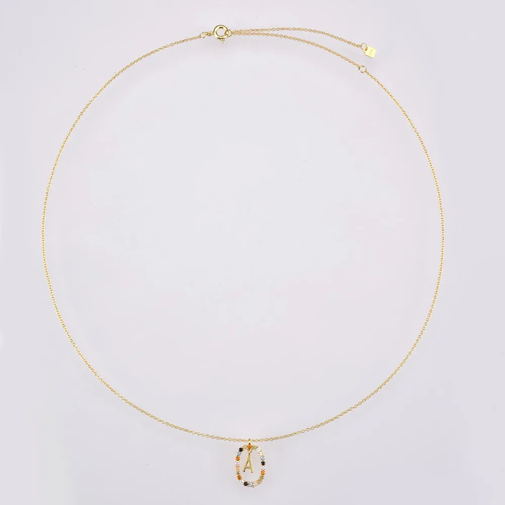 Gold Letter Initial Necklace with Adjustable Chain