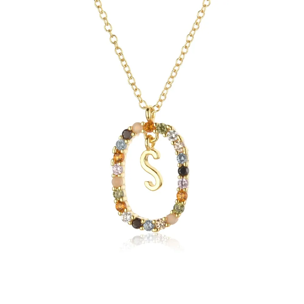 Gold Letter Initial Necklace with Adjustable Chain
