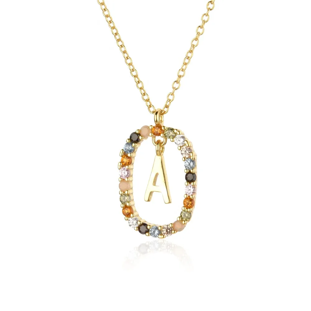 Gold Letter Initial Necklace with Adjustable Chain