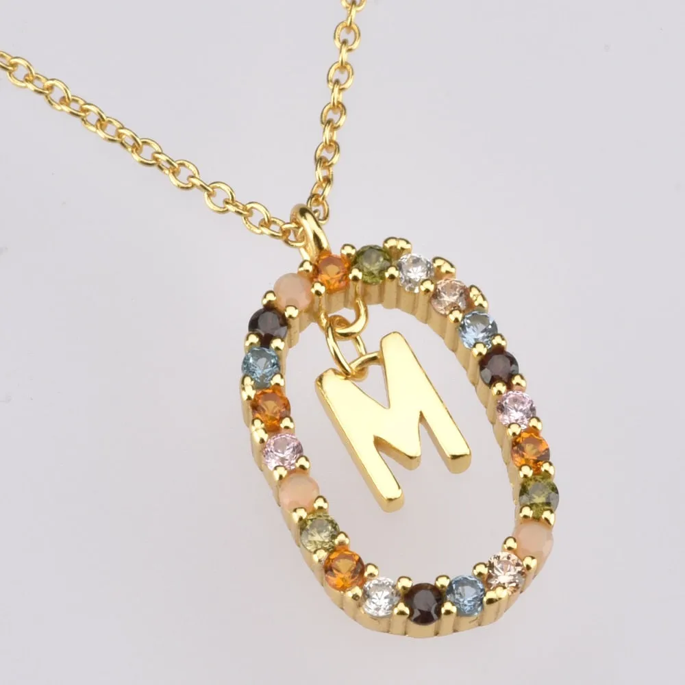 Gold Letter Initial Necklace with Adjustable Chain