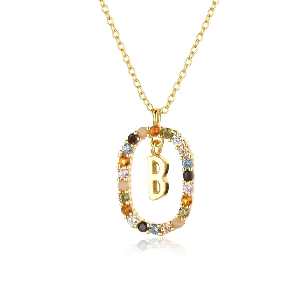 Gold Letter Initial Necklace with Adjustable Chain