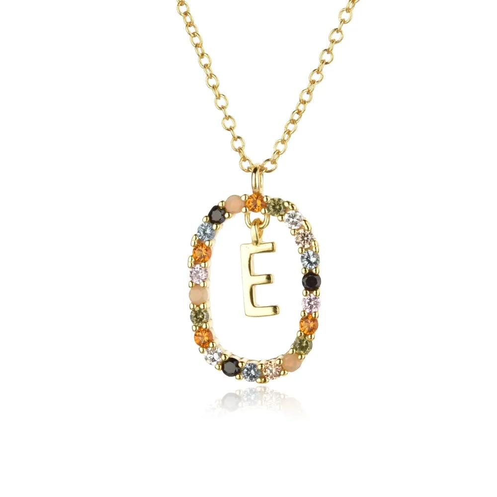 Gold Letter Initial Necklace with Adjustable Chain