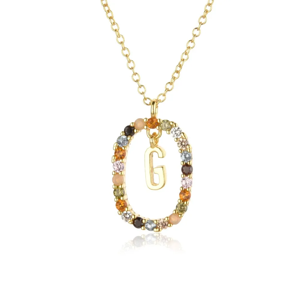 Gold Letter Initial Necklace with Adjustable Chain