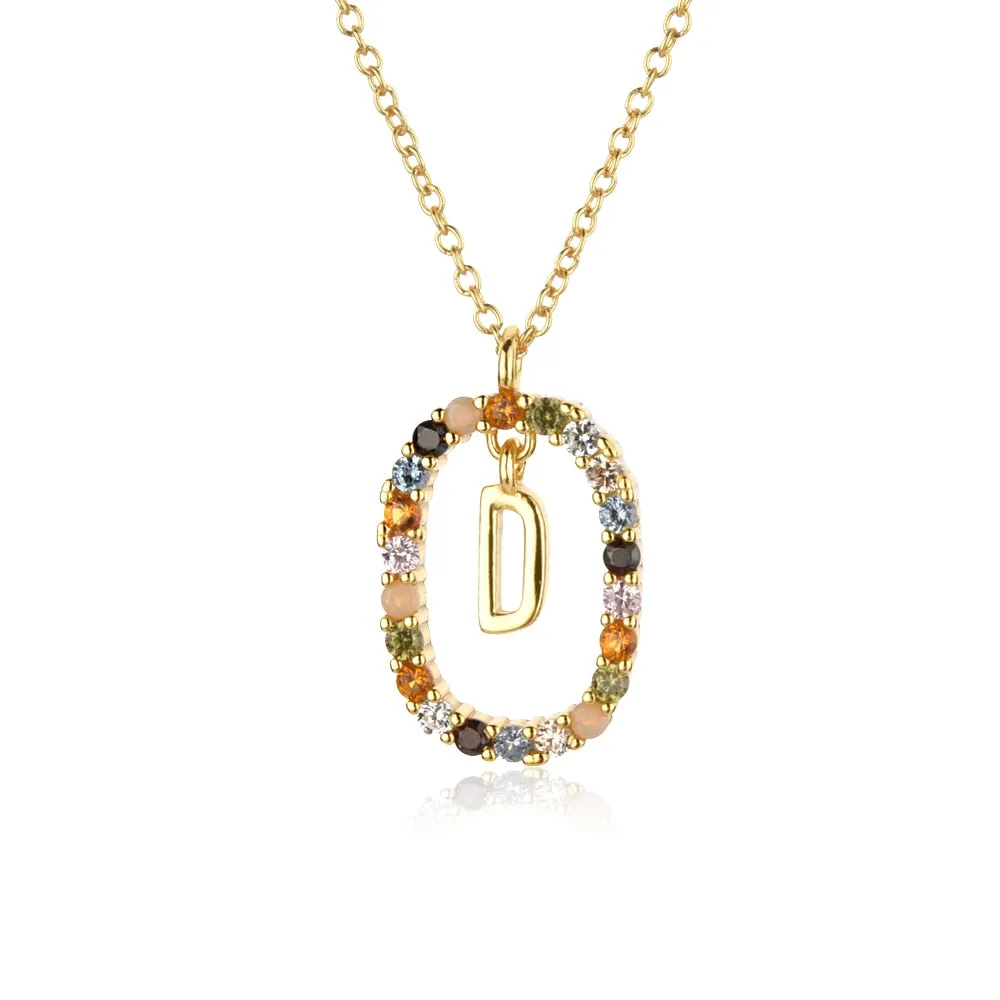 Gold Letter Initial Necklace with Adjustable Chain