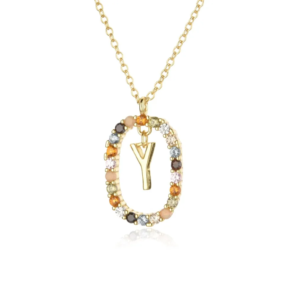 Gold Letter Initial Necklace with Adjustable Chain