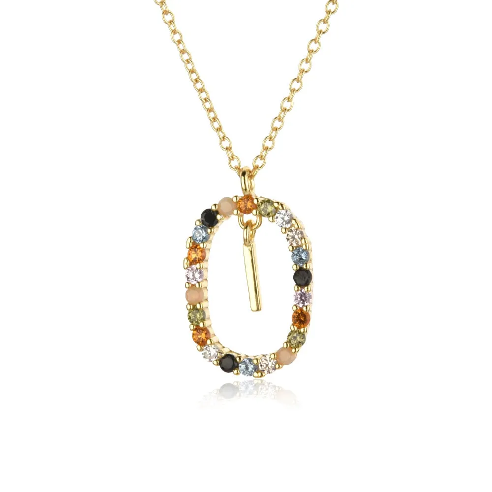 Gold Letter Initial Necklace with Adjustable Chain