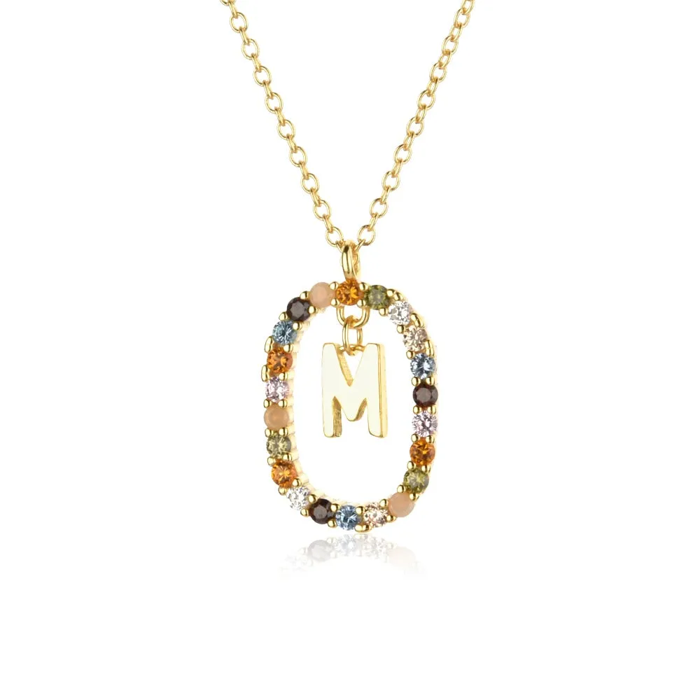 Gold Letter Initial Necklace with Adjustable Chain