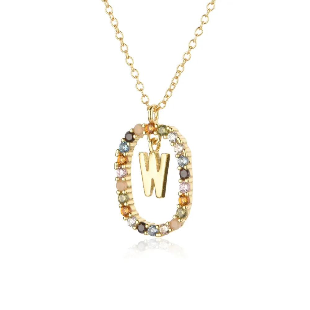 Gold Letter Initial Necklace with Adjustable Chain