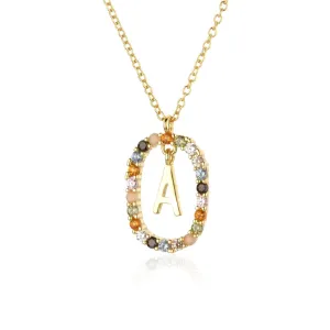 Gold Letter Initial Necklace with Adjustable Chain