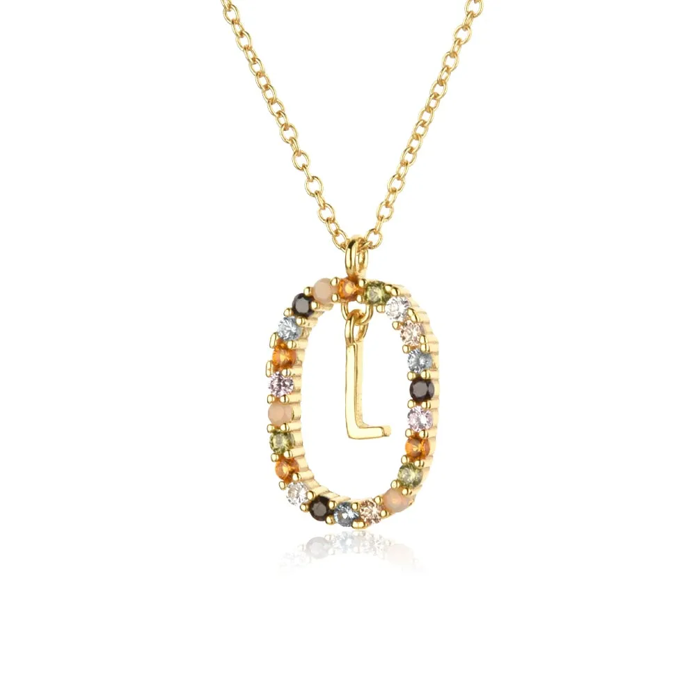 Gold Letter Initial Necklace with Adjustable Chain