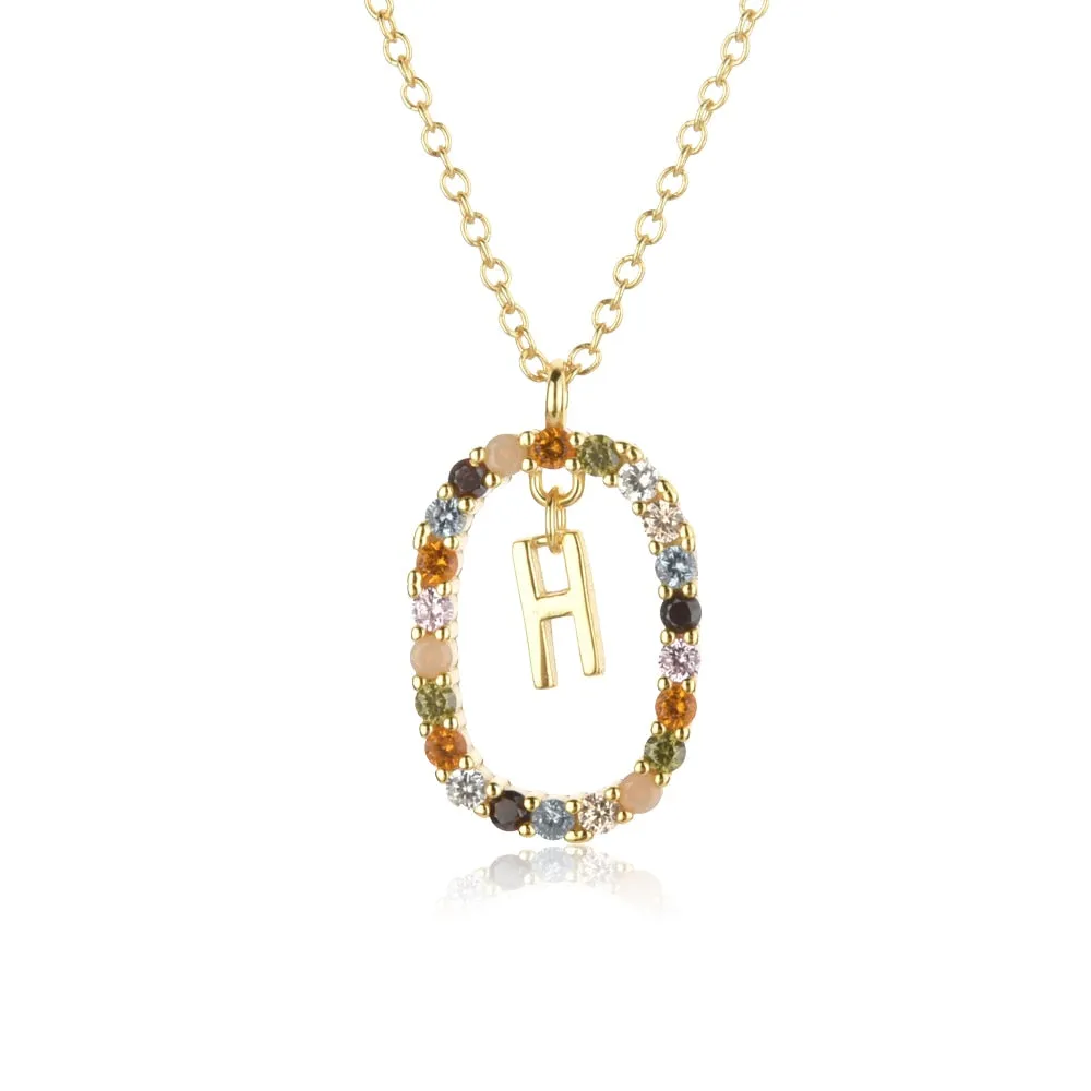 Gold Letter Initial Necklace with Adjustable Chain